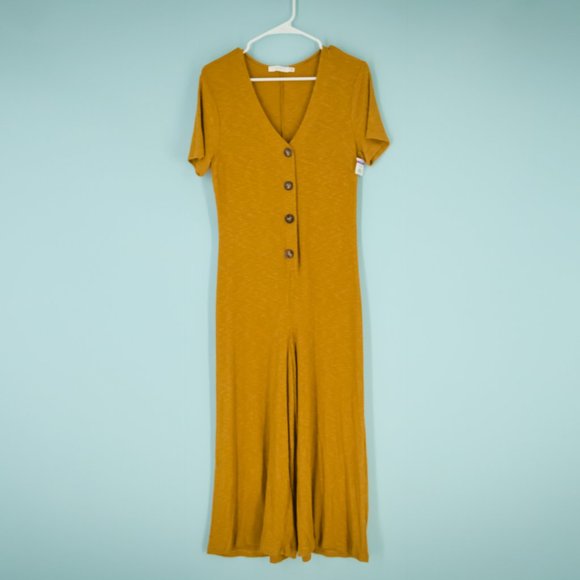 mustard ribbed jumpsuit